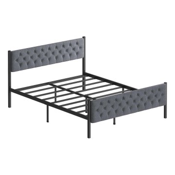 Metalen tweepersoonsbed KAROM 140x200 cm grijs draagvermogen 200 kg