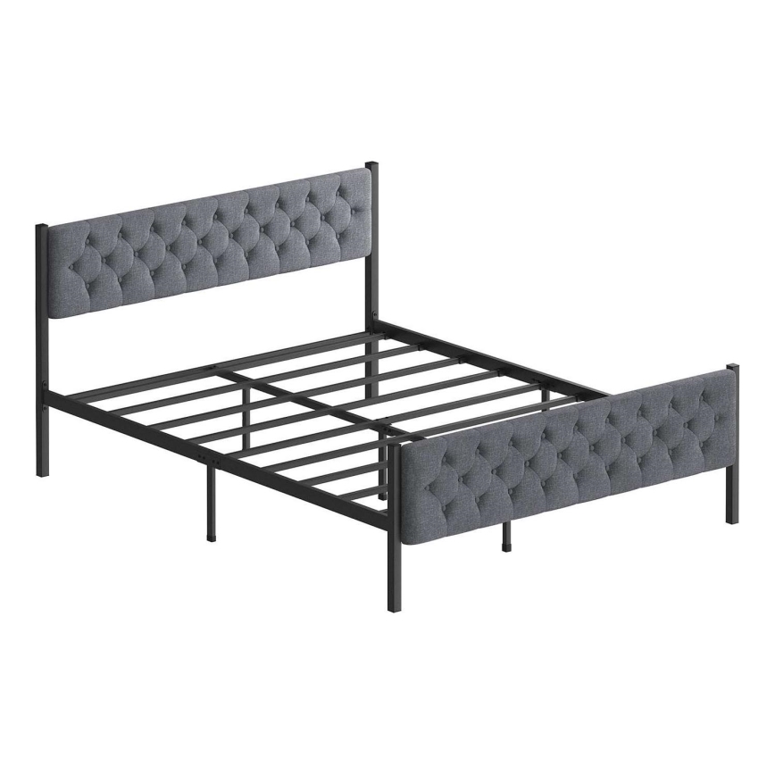 Metalen tweepersoonsbed KAROM 140x200 cm grijs draagvermogen 200 kg