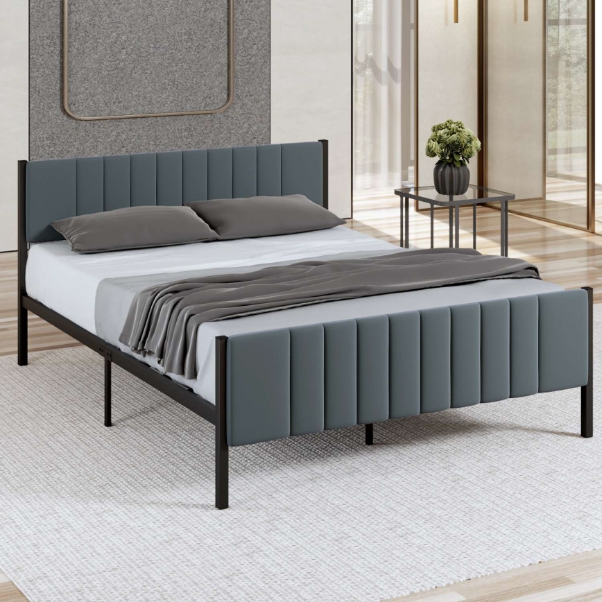 Metalen tweepersoonsbed LUNOR 140x200 cm antraciet, draagvermogen 200 kg