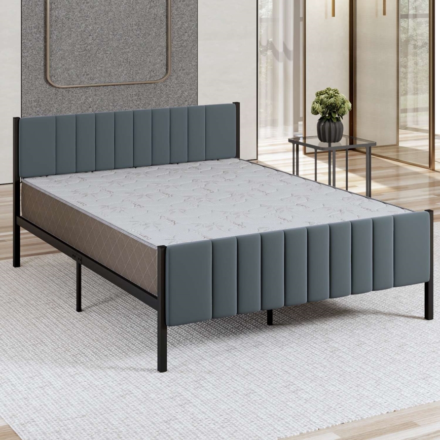 Metalen tweepersoonsbed LUNOR 140x200 cm antraciet, draagvermogen 200 kg