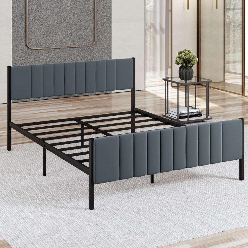 Metalen tweepersoonsbed LUNOR 140x200 cm antraciet, draagvermogen 200 kg