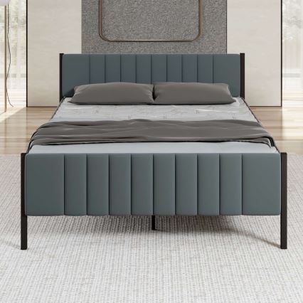 Metalen tweepersoonsbed LUNOR 160x200 cm, antraciet, draagvermogen 200 kg