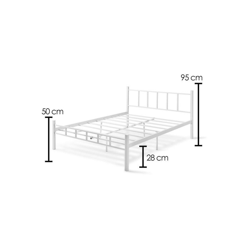 Metalen tweepersoonsbed ORMEL 120x200 cm, wit, draagkracht 120 kg