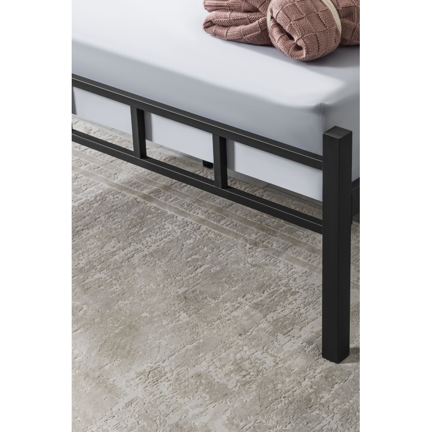 Metalen tweepersoonsbed ORMEL 120x200 cm, zwart, draagvermogen 120 kg