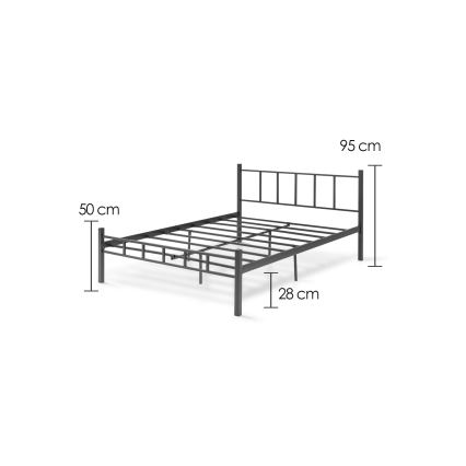 Metalen tweepersoonsbed ORMEL 120x200 cm, zwart, draagvermogen 120 kg