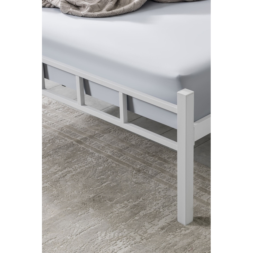 Metalen tweepersoonsbed ORMEL 160x200 cm, wit, maximale draagkracht 200 kg