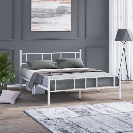 Metalen tweepersoonsbed PIRON 120x200 cm, wit, max. draagvermogen 120 kg
