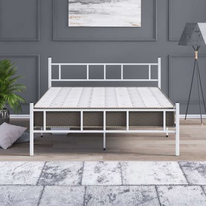 Metalen tweepersoonsbed PIRON 120x200 cm, wit, max. draagvermogen 120 kg