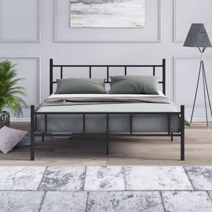 Metalen tweepersoonsbed PIRON 140x200 cm zwart draagvermogen 200 kg