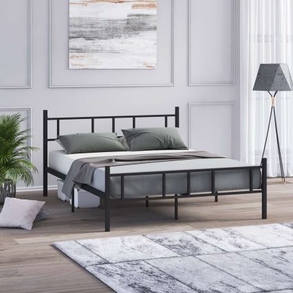 Metalen tweepersoonsbed PIRON 160x200 cm, zwart, maximale draagkracht 200 kg