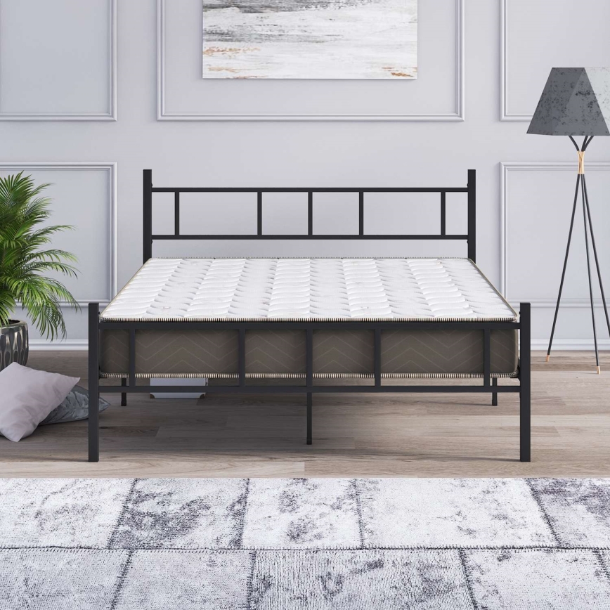 Metalen tweepersoonsbed PIRON 160x200 cm, zwart, maximale draagkracht 200 kg