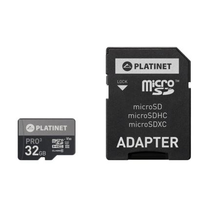 MicroSDHC 32GB U3 Pro 90 MB / s + SD-adapter