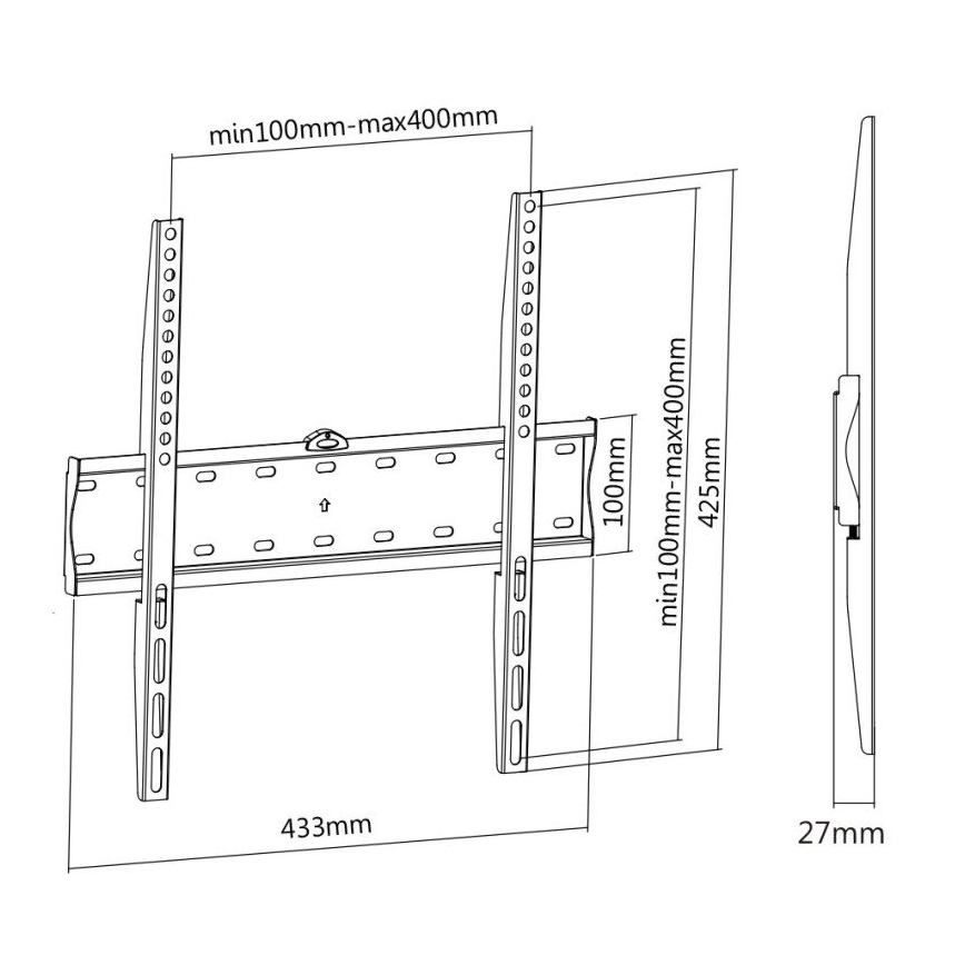 MK FLORIA MKF-17DF441 - Vaste tv-wandhouder 65" zwart