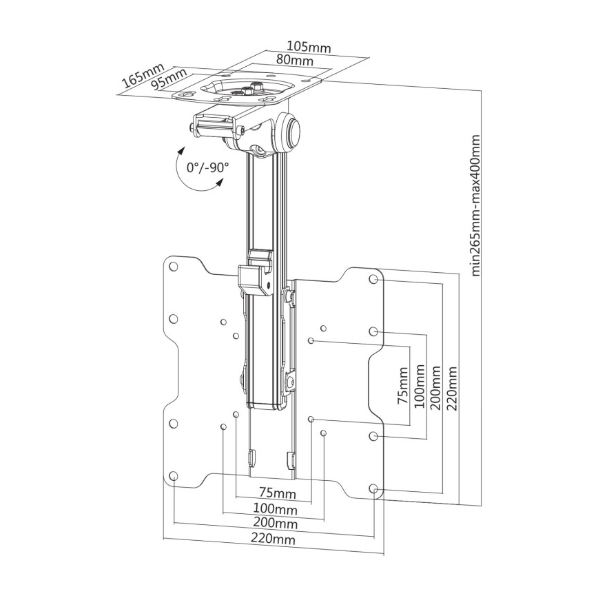 MK FLORIA MKF-17DS220 - Plafondbeugel voor TV 46 zwart