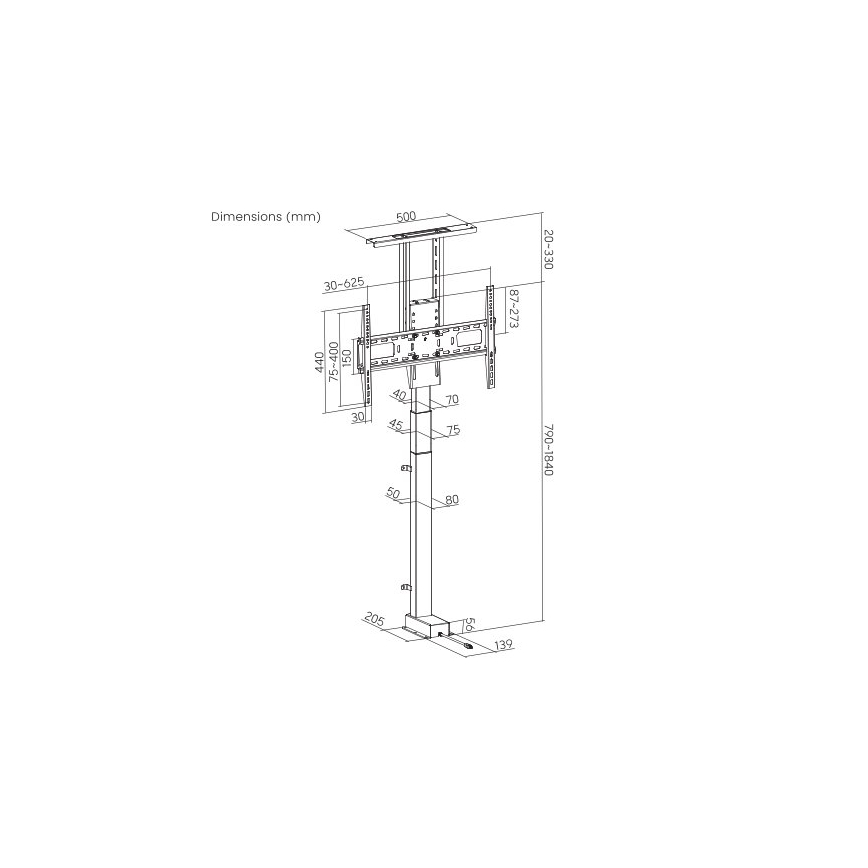 MK FLORIA MKF-19DM648 - Staande TV-beugel voor 37-65 zwart SCHUKO + afstandsbediening