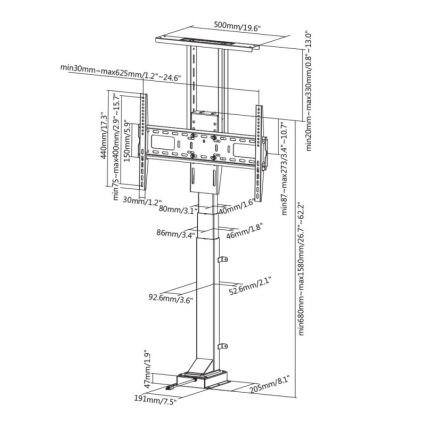 MK FLORIA MKF-19DM648 - Vloerhouder voor TV 37-65" zwart + afstandsbediening