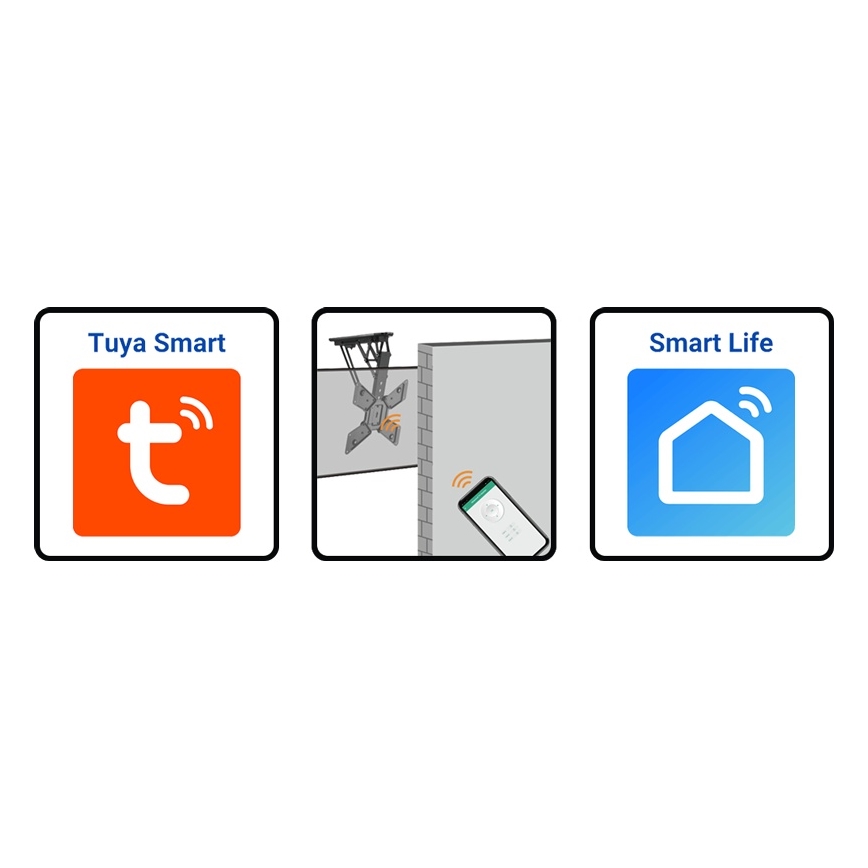 MK FLORIA MKF-20DM444 - Slimme plafondhouder voor tv 55 zwart Wi-Fi TUYA + afstandsbediening
