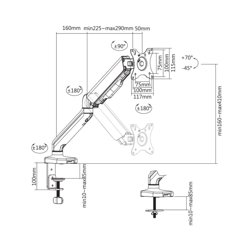MK FLORIA MKF-21DP113S2 - Verstelbare monitorbeugel voor 32 zwart