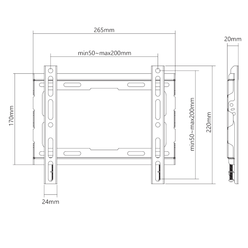 MK FLORIA MKF-23DF223 - Vaste tv-wandhouder 46" zwart