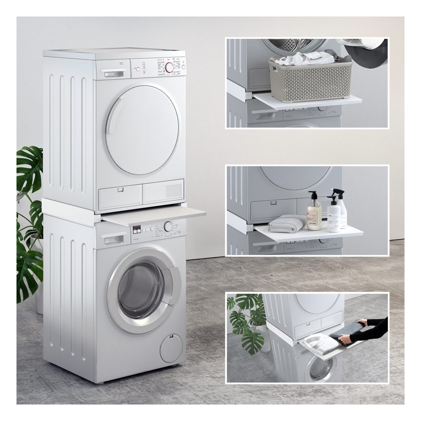 MK FLORIA MKF-23MZ601 - Stapelkit voor wasmachine en droger met uitschuifbaar gedeelte 60 cm wit