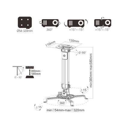 MK FLORIA Superior SUPSTV013 - Plafondbeugel voor projector, zwart