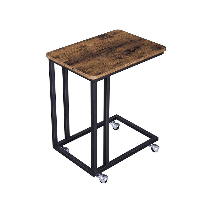 Mobiele bijzettafel ELDUR bruin/zwart