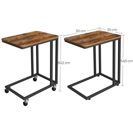 Mobiele bijzettafel ELDUR bruin/zwart