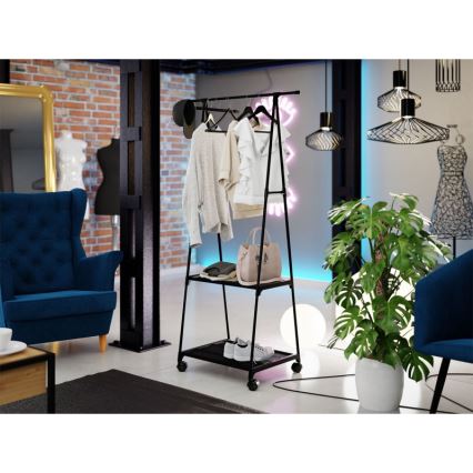 Mobiele metalen hanger met planken OLAZEN 157x85 cm zwart
