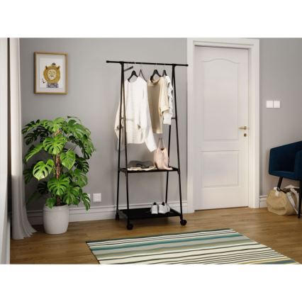 Mobiele metalen hanger met planken OLAZEN 157x85 cm zwart
