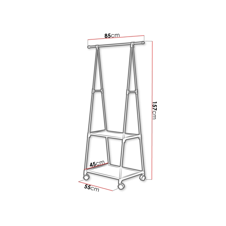 Mobiele metalen hanger met planken OLAZEN 157x85 cm zwart