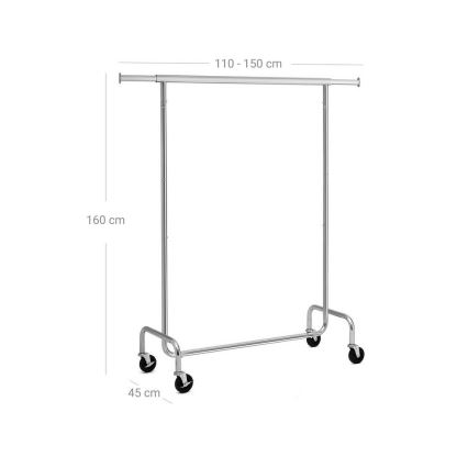 Mobiele staande kapstok JEAN 110/150x160x45 cm zilverkleurig