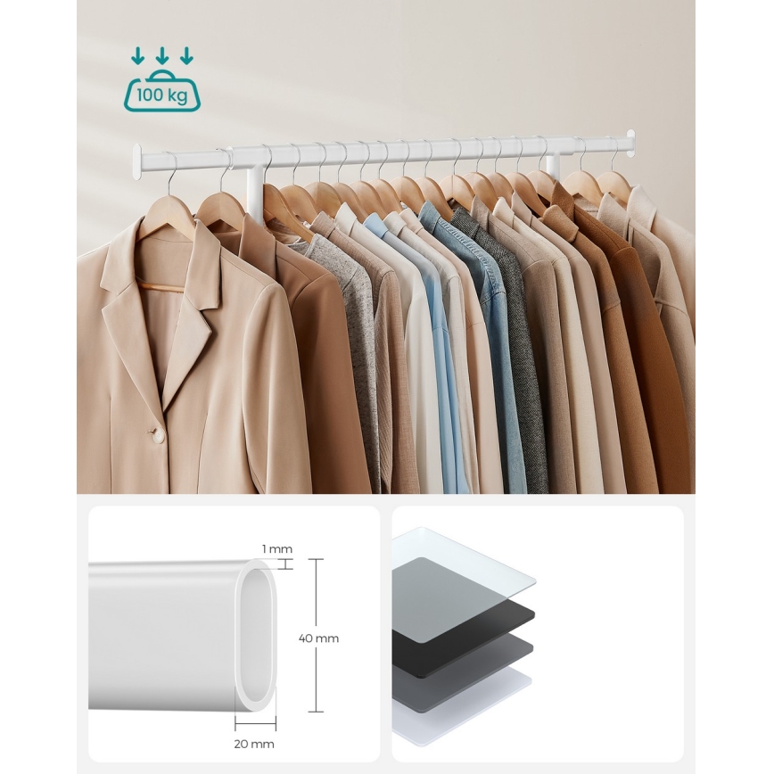 Mobiele staande kapstok LINEA wit