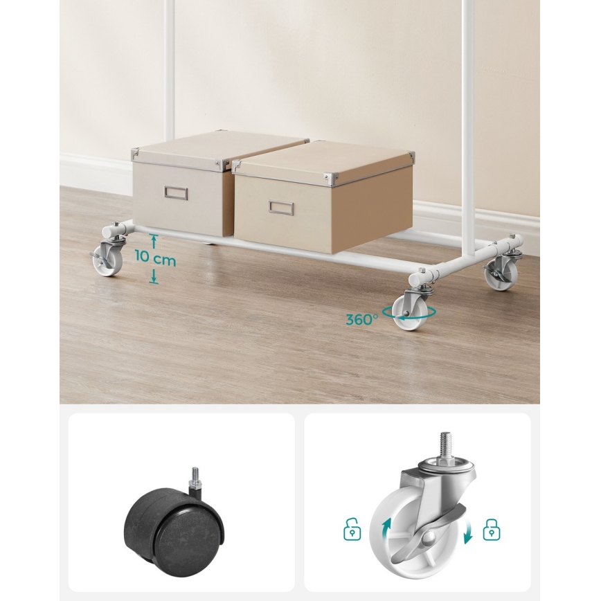 Mobiele staande kapstok LINEA wit