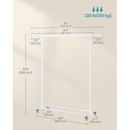 Mobiele staande kapstok LINEA wit