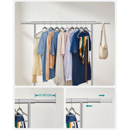 Mobiele staande kapstok LINEA zilver