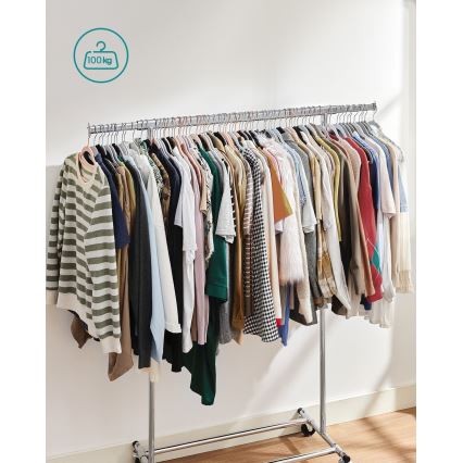 Mobiele staande kapstok LINEA zilver