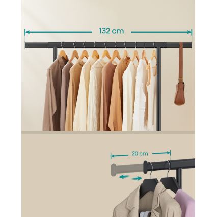 Mobiele staande kapstok LINEA zwart