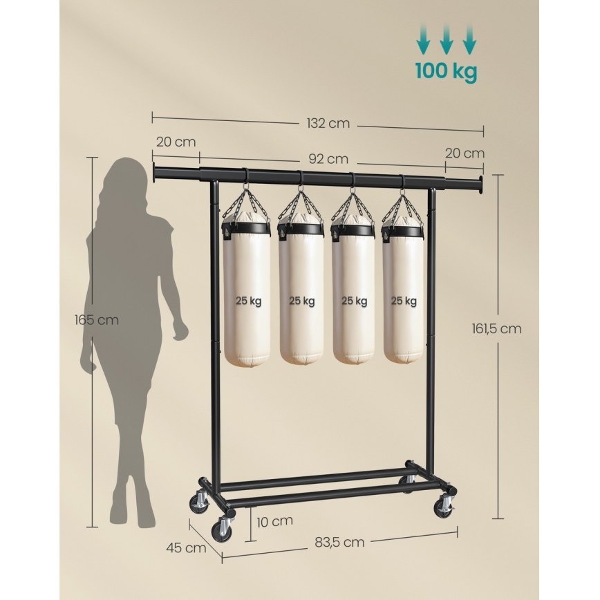 Mobiele staande kapstok LINEA zwart