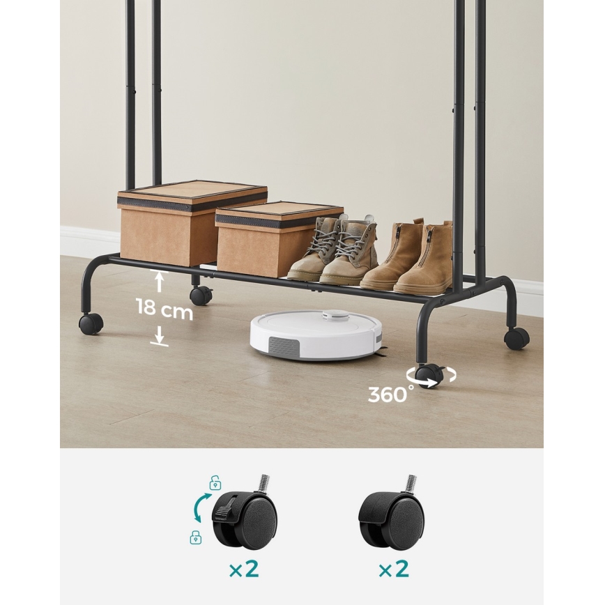 Mobiele staande kapstok LINEA zwart