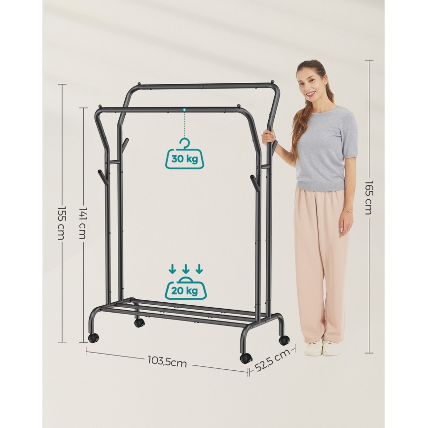 Mobiele staande kapstok LINEA zwart