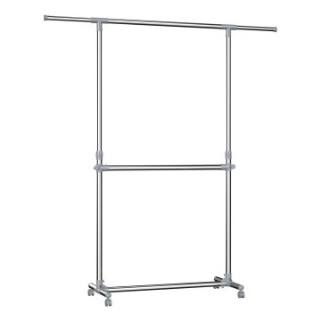 Mobiele vrijstaande kapstok LINEA, zilver