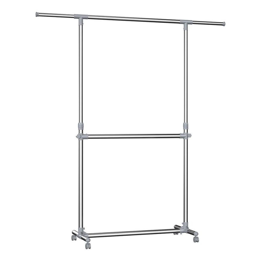 Mobiele vrijstaande kapstok LINEA, zilver