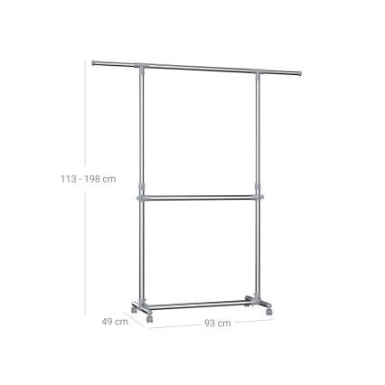 Mobiele vrijstaande kapstok LINEA, zilver