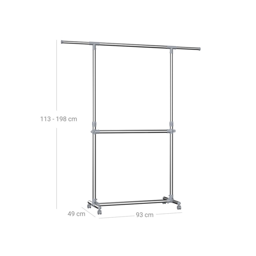 Mobiele vrijstaande kapstok LINEA, zilver