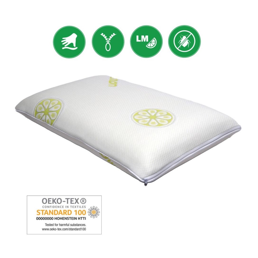 Monarch - Citroen kleur - Orthopedisch kussen met traagschuim RIMINI hoes 40x70 cm