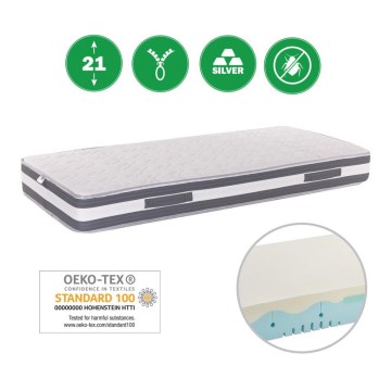 Monarch - Matras met 3 zones MESSINA 90x200 cm hoes Silver Medicott