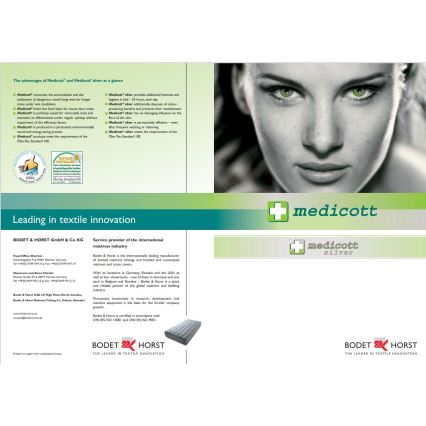 Monarch - Orthopedische dekmatras MONZA 90x200 cm hoes Silver Medicott