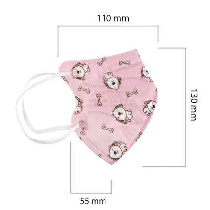 Mondkapje in Kindermaat FFP2 Kinderen NR CE 0370 Honden roze 100stuks