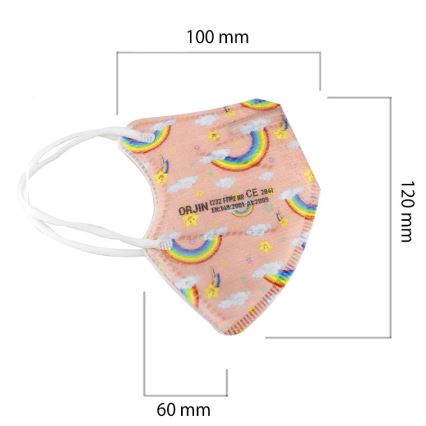 Mondkapje in Kindermaat FFP2 Kinderen NR CE 0370 Regenboog roze 1st