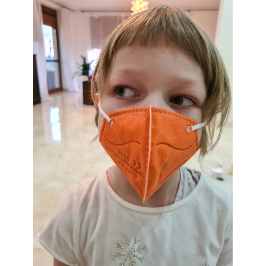 Mondkapje in Kindermaat FFP2 NR Kinderen oranje 1stuk